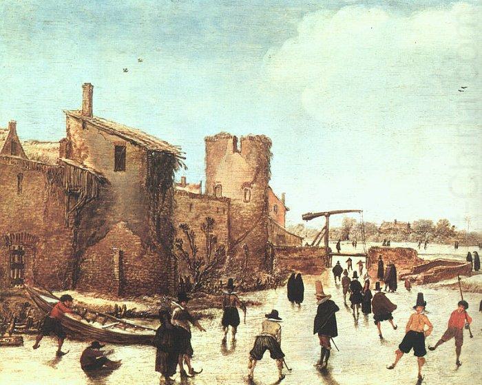 Esaias Van de Velde Skaters on the Moat by the Walls china oil painting image